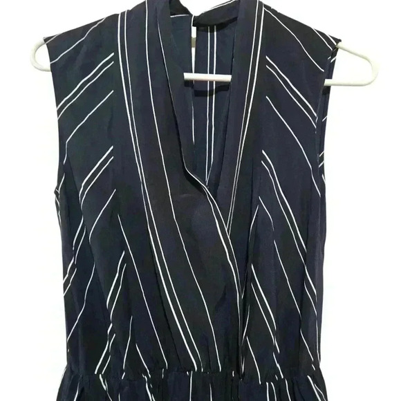 Vince - Stripe Draped Cross Front Dress in Coastal Blue Size 0 #222 - Picture 6 of 9